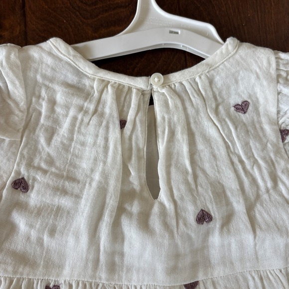 Cat and Jack Girls Dress 18 Months White Gauzy Embroidered Hearts Purple NEW - Picture 8 of 8
